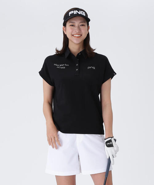 PING(ピン)の「【PING APPAREL】ハイテンションサッカー半袖ポロシャツ <GOLD> (LADIES)(ポロシャツ・レディース・ホワイト/ブラック/レッド・LL/M/L/S)」の2枚目の写真