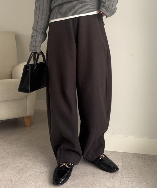 RANAN(ラナン)の「フェイクウールバレルレッグカーブパンツ(その他パンツ・レディース・ブラック/ダークブラウン/ベージュ・M/L/LL)」の3枚目の写真