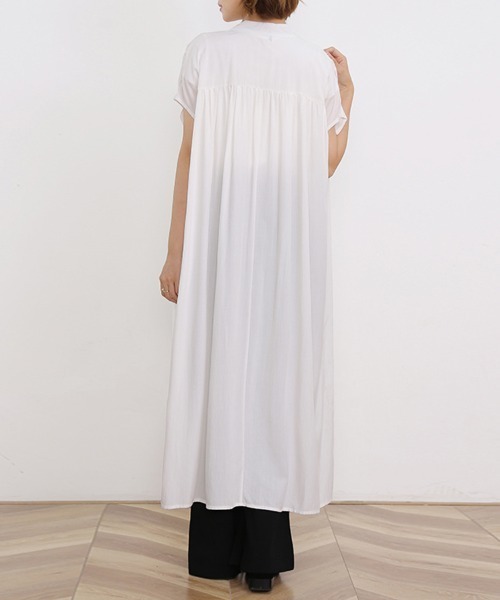 ONEP STAR(ワンピスター)の「ギャザーロングシャツワンピース(シャツワンピース・レディース・イエロー/ホワイト/ライトグリーン・FREE)」の10枚目の写真