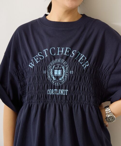 AMERICAN HOLIC(アメリカンホリック)の「カレッジプリントシャーリングプルオーバー(Tシャツ/カットソー・レディース・チャコールグレー/ネイビー/オフホワイト・M/L)」の8枚目の写真