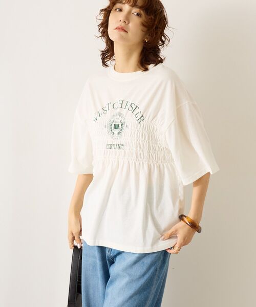 AMERICAN HOLIC(アメリカンホリック)の「カレッジプリントシャーリングプルオーバー(Tシャツ/カットソー・レディース・チャコールグレー/ネイビー/オフホワイト・M/L)」の13枚目の写真