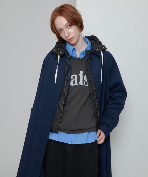 allureville（アルアバイル）の「フードライナーステンコート（ステンカラーコート・レディース・ベージュ/ネイビー・1/2）」の2枚目の写真