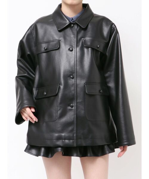 dazzlin（ダズリン）の「【セットアップ対応】ポケットオーバーブルゾン（ブルゾン・レディース・キャメル/ブラック/アイボリー・FREE）」の4枚目の写真