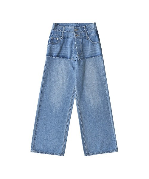 【新品・タグ付き】完売品　RE. デニムパンツ　サイズ2  ライトブルー デニムパンツ レディース ワイドパンツ ジーンズ 大きいサイズ