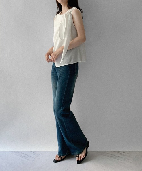 on:nue（オンニュ）の「【on:nue】アシンメトリードレープリボンブラウス（シャツ/ブラウス・レディース・グレー/ホワイト/イエロー・FREE）」の10枚目の写真