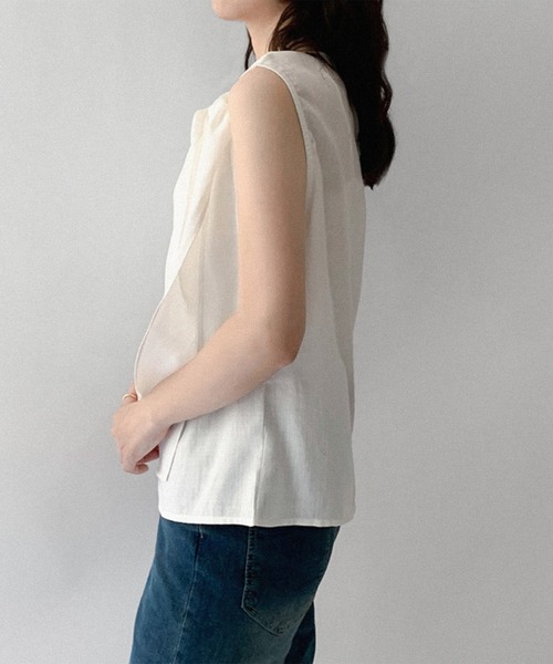 on:nue（オンニュ）の「【on:nue】アシンメトリードレープリボンブラウス（シャツ/ブラウス・レディース・グレー/ホワイト/イエロー・FREE）」の9枚目の写真