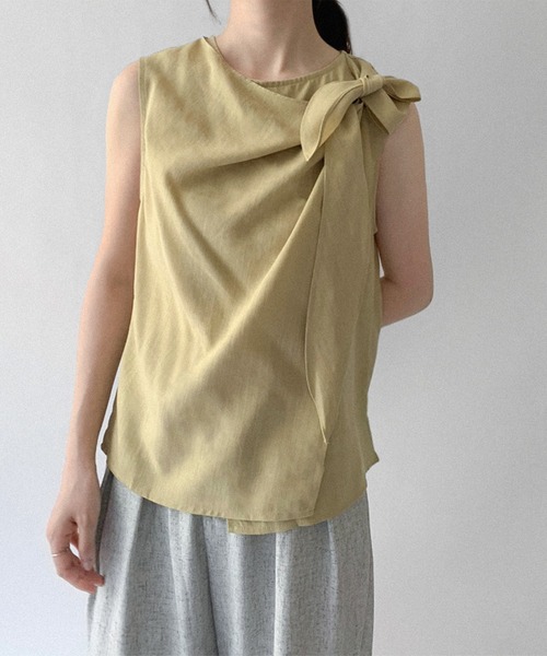 on:nue（オンニュ）の「【on:nue】アシンメトリードレープリボンブラウス（シャツ/ブラウス・レディース・グレー/ホワイト/イエロー・FREE）」の22枚目の写真