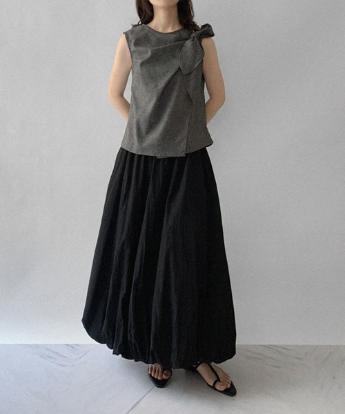 on:nue（オンニュ）の「【on:nue】アシンメトリードレープリボンブラウス（シャツ/ブラウス・レディース・グレー/ホワイト/イエロー・FREE）」の15枚目の写真