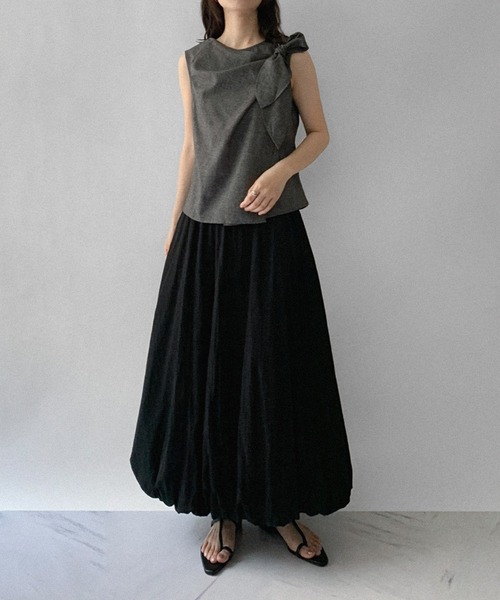 on:nue（オンニュ）の「【on:nue】アシンメトリードレープリボンブラウス（シャツ/ブラウス・レディース・グレー/ホワイト/イエロー・FREE）」の16枚目の写真