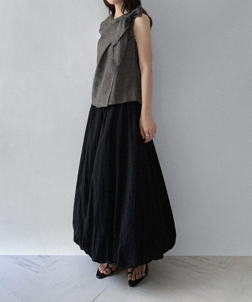 on:nue（オンニュ）の「【on:nue】アシンメトリードレープリボンブラウス（シャツ/ブラウス・レディース・グレー/ホワイト/イエロー・FREE）」の19枚目の写真