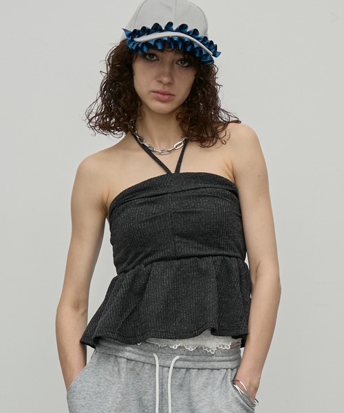 uyu.（ウユ）の「サテンダブルフリルキャップ（キャップ・レディース・グレー/ネイビー・FREE）」の4枚目の写真