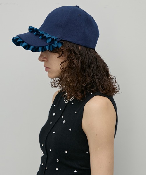 uyu.（ウユ）の「サテンダブルフリルキャップ（キャップ・レディース・グレー/ネイビー・FREE）」の19枚目の写真