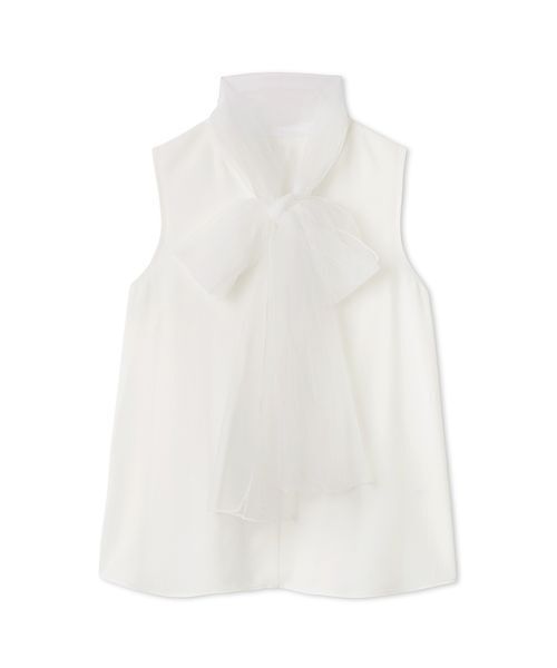 SNIDEL(スナイデル)の「チュールボウタイノースリブラウス(シャツ/ブラウス・レディース・グレー/ブラック/ホワイト・F)」の2枚目の写真