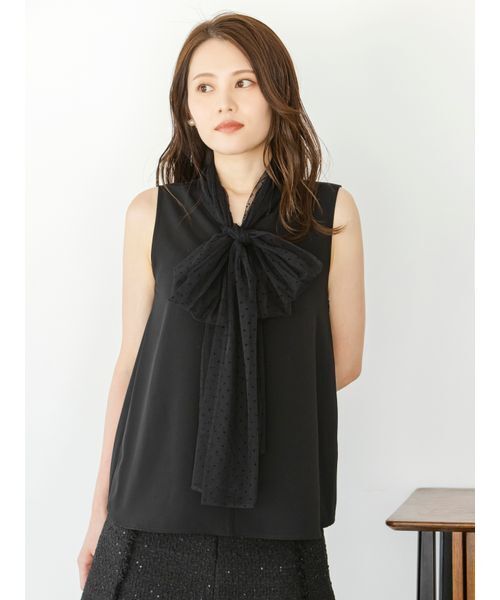 SNIDEL(スナイデル)の「チュールボウタイノースリブラウス(シャツ/ブラウス・レディース・グレー/ブラック/ホワイト・F)」の17枚目の写真