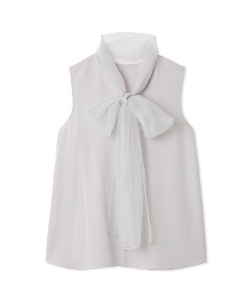 SNIDEL(スナイデル)の「チュールボウタイノースリブラウス(シャツ/ブラウス・レディース・グレー/ブラック/ホワイト・F)」の5枚目の写真