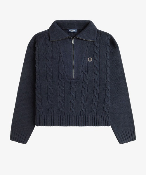 Half Zip Cable Knit Jumper／ハーフジップケーブルニット（ニット