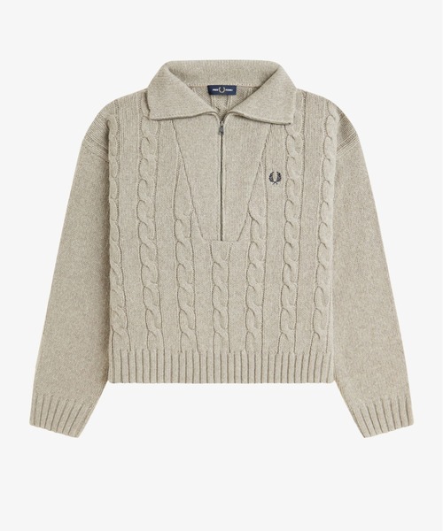 Half Zip Cable Knit Jumper／ハーフジップケーブルニット（ニット