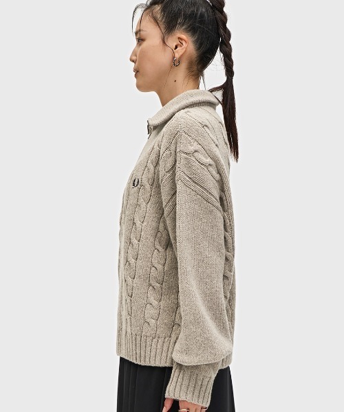 Half Zip Cable Knit Jumper／ハーフジップケーブルニット（ニット