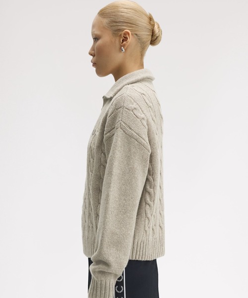 Half Zip Cable Knit Jumper／ハーフジップケーブルニット（ニット