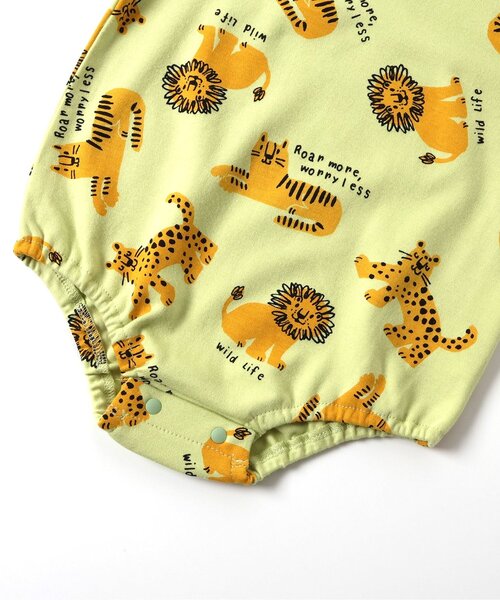 BREEZE（ブリーズ）の「Bpop どうぶつ総柄ボディオール（ロンパース・キッズ・レモンイエロー/ベージュ・70/80）」の10枚目の写真
