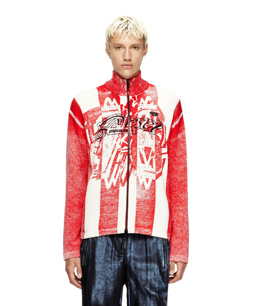 DIESEL（ディーゼル）の「メンズ ジップアップニット K-OLIBA-JKT（ニット/セーター・メンズ・レッド/ブラック・MEDIUM/SMALL/LARGE/X-SMALL/X-LARGE/XX-LARGE）」の7枚目の写真