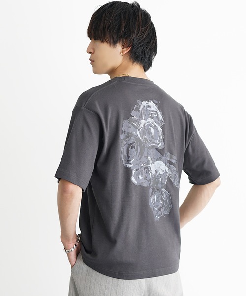 MinoriTY】ソフトタッチ×厚手仕立て花柄プリントTシャツ メンズ 夏服