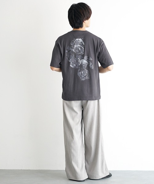 MinoriTY】ソフトタッチ×厚手仕立て花柄プリントTシャツ メンズ 夏服