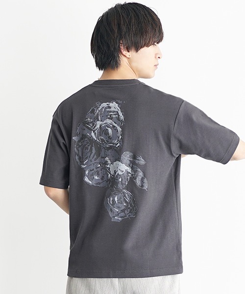 MinoriTY】ソフトタッチ×厚手仕立て花柄プリントTシャツ メンズ 夏服