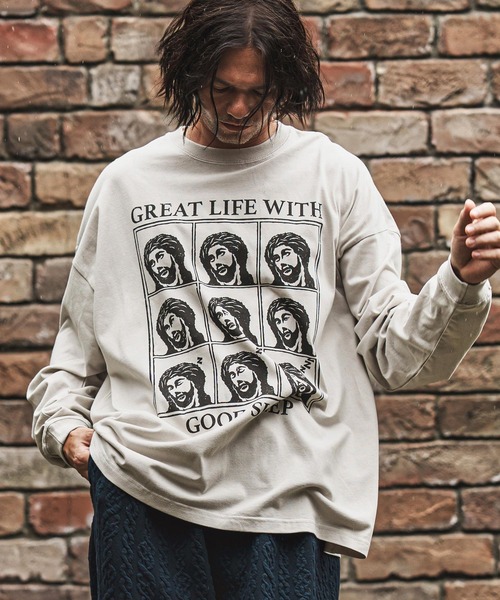 CAMBIO（カンビオ）の「mlt5369- プリントロンT_God Sleep(CASD-165)（Tシャツ/カットソー・メンズ・グレー系その他/ホワイト/スミクロ・S/M/L/XL）」の3枚目の写真