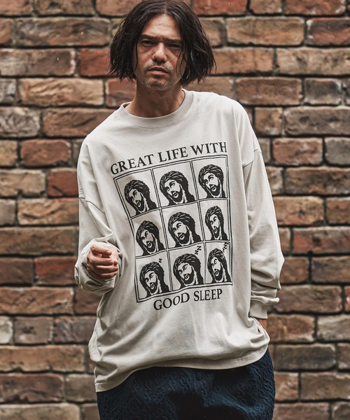 CAMBIO（カンビオ）の「mlt5369- プリントロンT_God Sleep(CASD-165)（Tシャツ/カットソー・メンズ・グレー系その他/ホワイト/スミクロ・S/M/L/XL）」の5枚目の写真