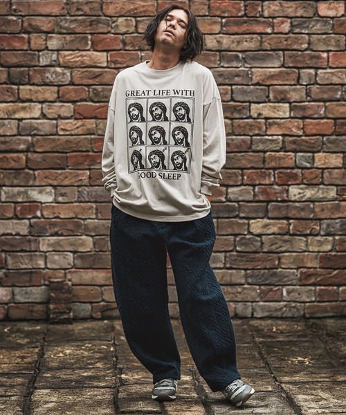 CAMBIO（カンビオ）の「mlt5369- プリントロンT_God Sleep(CASD-165)（Tシャツ/カットソー・メンズ・グレー系その他/ホワイト/スミクロ・S/M/L/XL）」の6枚目の写真