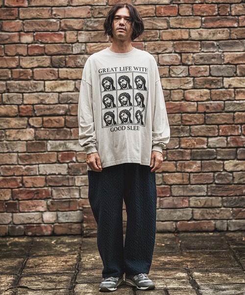 CAMBIO（カンビオ）の「mlt5369- プリントロンT_God Sleep(CASD-165)（Tシャツ/カットソー・メンズ・グレー系その他/ホワイト/スミクロ・S/M/L/XL）」の7枚目の写真
