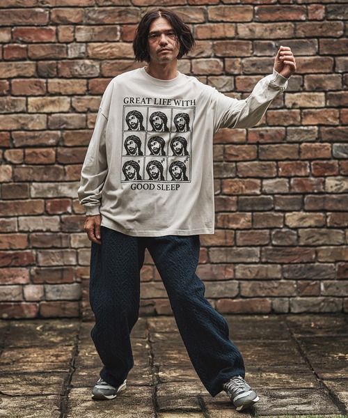 BAD BONES FOREVER 長袖カットソーvintageフェード mlt5369- プリントロンT_God Sleep(CASD-165)（Tシャツ/カットソー