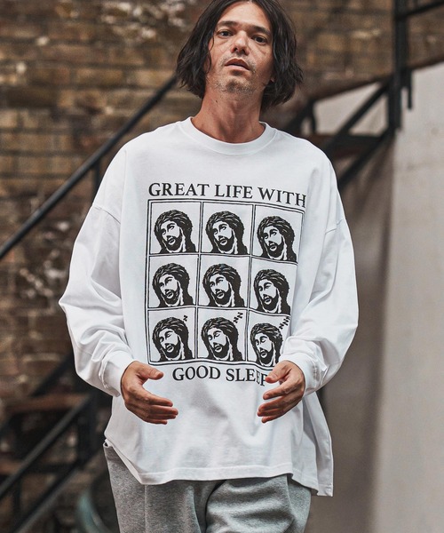 CAMBIO（カンビオ）の「mlt5369- プリントロンT_God Sleep(CASD-165)（Tシャツ/カットソー・メンズ・グレー系その他/ホワイト/スミクロ・S/M/L/XL）」の11枚目の写真