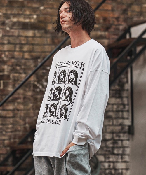 CAMBIO（カンビオ）の「mlt5369- プリントロンT_God Sleep(CASD-165)（Tシャツ/カットソー・メンズ・グレー系その他/ホワイト/スミクロ・S/M/L/XL）」の12枚目の写真