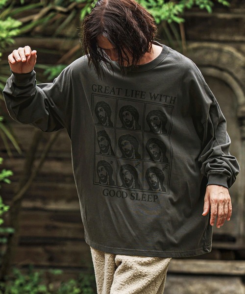 CAMBIO（カンビオ）の「mlt5369- プリントロンT_God Sleep(CASD-165)（Tシャツ/カットソー・メンズ・グレー系その他/ホワイト/スミクロ・S/M/L/XL）」の16枚目の写真