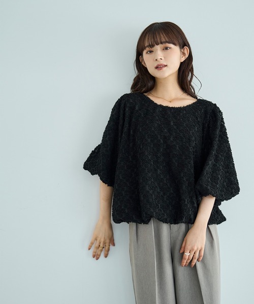 バルーンシルエット ジャガードブラウス【587144】（シャツ