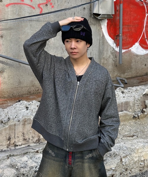 ADAMASTE（アダマスト）の「Sparkle Sweat Zip-Up Cardigan - スパークルスウェットジップアップカーディガン（カーディガン/ボレロ・メンズ・グリーン/ブラック/グレー・MEDIUM/LARGE）」の20枚目の写真