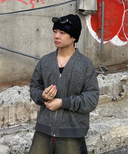 ADAMASTE（アダマスト）の「Sparkle Sweat Zip-Up Cardigan - スパークルスウェットジップアップカーディガン（カーディガン/ボレロ・メンズ・グリーン/ブラック/グレー・MEDIUM/LARGE）」の22枚目の写真