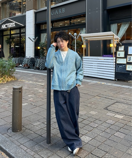 ADAMASTE（アダマスト）の「Sparkle Sweat Zip-Up Cardigan - スパークルスウェットジップアップカーディガン（カーディガン/ボレロ・メンズ・グリーン/ブラック/グレー・MEDIUM/LARGE）」の6枚目の写真