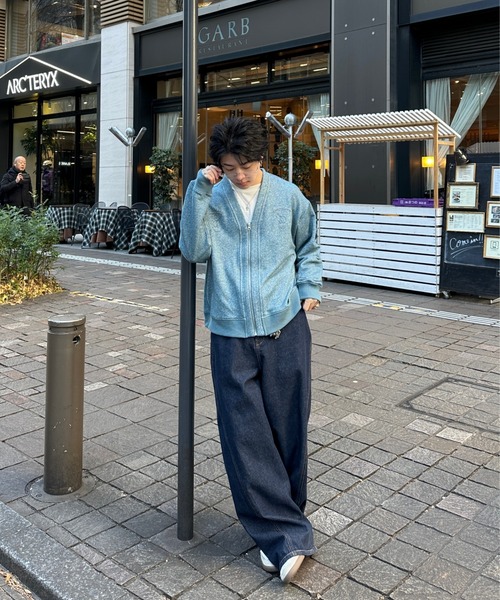 ADAMASTE（アダマスト）の「Sparkle Sweat Zip-Up Cardigan - スパークルスウェットジップアップカーディガン（カーディガン/ボレロ・メンズ・グリーン/ブラック/グレー・MEDIUM/LARGE）」の7枚目の写真