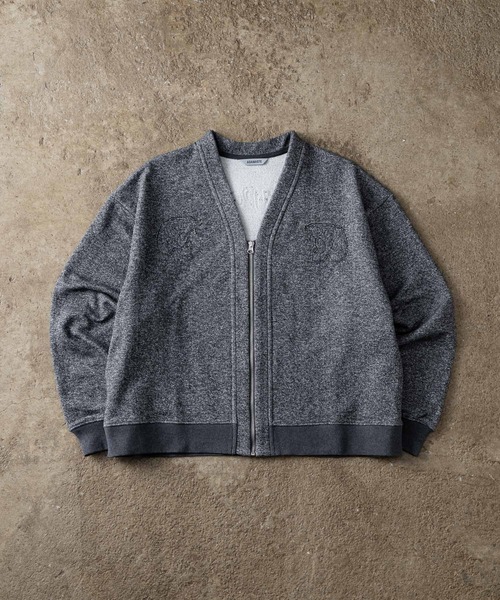 ADAMASTE（アダマスト）の「Sparkle Sweat Zip-Up Cardigan - スパークルスウェットジップアップカーディガン（カーディガン/ボレロ・メンズ・グリーン/ブラック/グレー・MEDIUM/LARGE）」の8枚目の写真