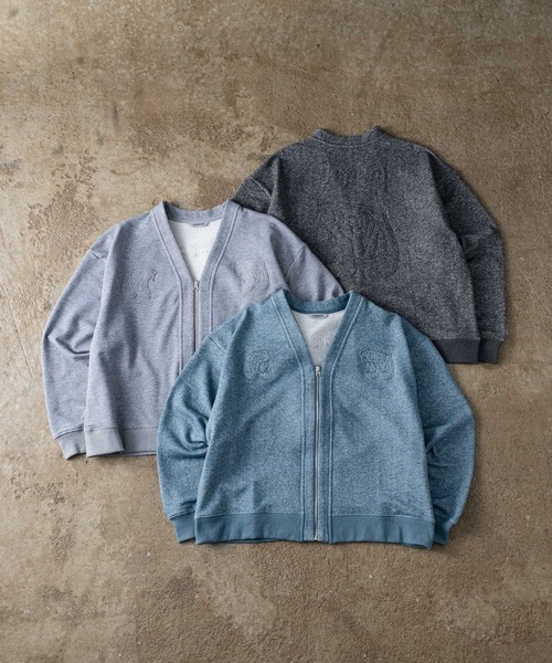 ADAMASTE（アダマスト）の「Sparkle Sweat Zip-Up Cardigan - スパークルスウェットジップアップカーディガン（カーディガン/ボレロ・メンズ・グリーン/ブラック/グレー・MEDIUM/LARGE）」の19枚目の写真