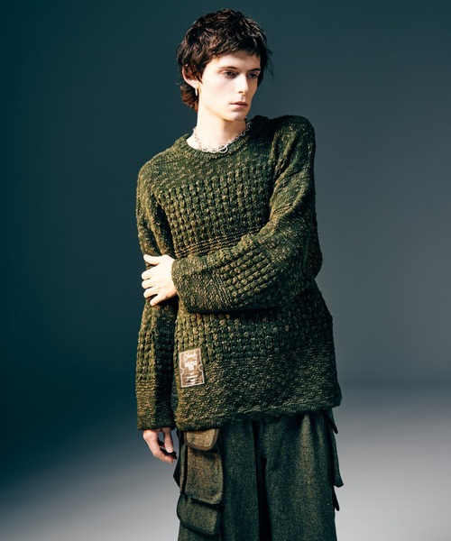 glamb(グラム)の「Backstage Knit / バックステージニット(ニット/セーター・メンズ・ブラック/カーキ・S/M/L)」の8枚目の写真