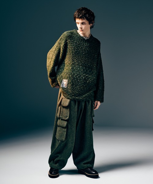 glamb(グラム)の「Backstage Knit / バックステージニット(ニット/セーター・メンズ・ブラック/カーキ・S/M/L)」の12枚目の写真