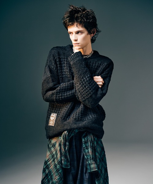 glamb(グラム)の「Backstage Knit / バックステージニット(ニット/セーター・メンズ・ブラック/カーキ・S/M/L)」の7枚目の写真