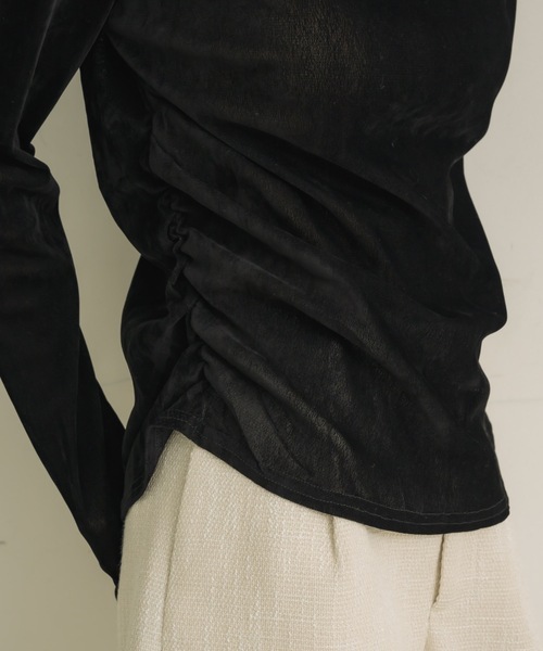 NEUNA（ヌナ）の「シアーベロアドレープトップス（Tシャツ/カットソー・レディース・ブラック/アイボリー/チャコールグレー・FREE）」の18枚目の写真