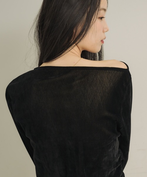 NEUNA（ヌナ）の「シアーベロアドレープトップス（Tシャツ/カットソー・レディース・ブラック/アイボリー/チャコールグレー・FREE）」の20枚目の写真