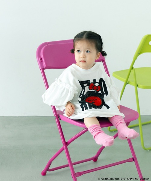 LOWRYS FARM（ローリーズファーム）の「【HELLO KITTY】ロックフリルＴシャツ　 572654（Tシャツ/カットソー・キッズ・チャコールグレー/オフホワイト・110cm/120cm/130cm/140cm/150cm）」の6枚目の写真