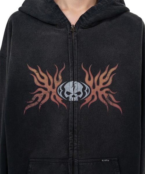 KAMIYA(カミヤ)の「“Skull Flame”Distressed Zip-up Hoodie(スウェット・メンズ・ブラック/ブラウン/ホワイト・L/M/S)」の17枚目の写真